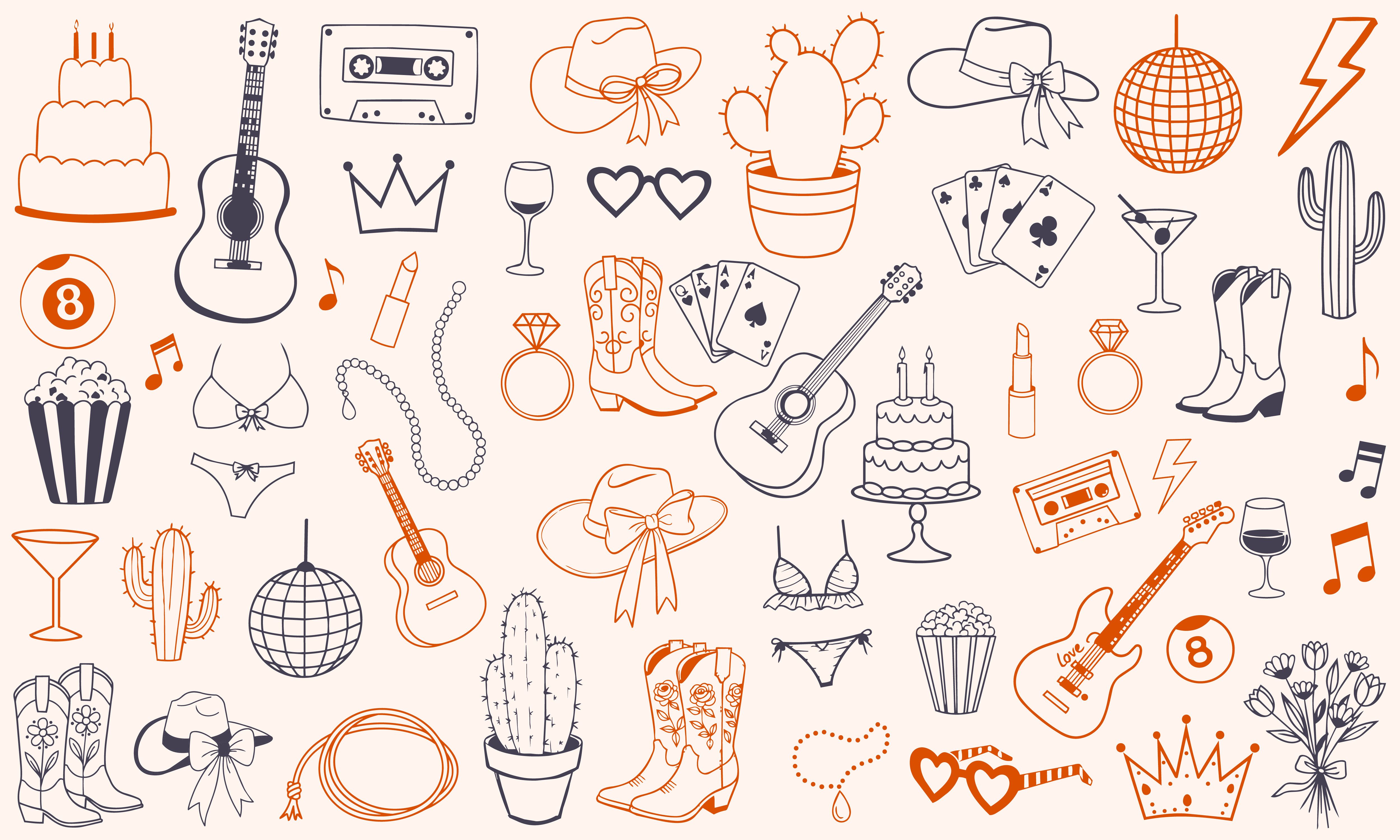 Bachelorette Party Doodle Clipart Bundle